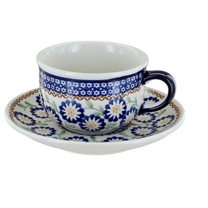 Blue Rose Polish Pottery F079 Manufaktura Cup & Saucer - 1 of 1