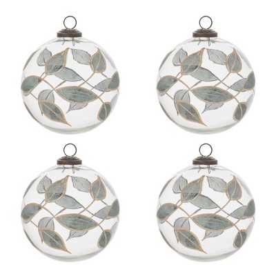Leaf Etched Ball Ornament (Set of 4)