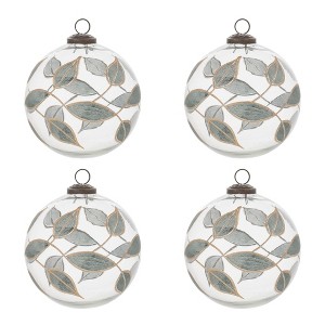 Leaf Etched Ball Ornament (Set of 4) - 1 of 3