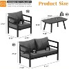 PAKASEPT 4Pcs Aluminum Patio Loveseat Set with Cushions, Loveseat Coffee Table Cushions Deck, Modern Design, Water-Resistant - 3 of 4