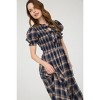 August Sky Women's Plaid Front Tie Smocked Midi Dress - 4 of 4