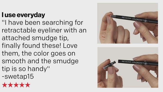 Revlon ColorStay Waterproof Eyeliner with Built-in Smudger - 0.02oz/2ct, 2 of 6, play video