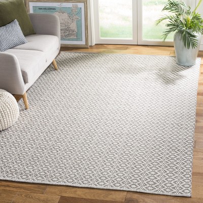Ivory and Gray Geometric Handwoven Cotton Area Rug, 3' x 5'