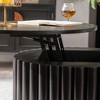Gulches 28 Inch Round Lift Top Coffee Table Handcrafted Relief MDF Pine Frame Hidden Open Storage Sturdy Pedestal Wooden Tea Table Black - 4 of 4