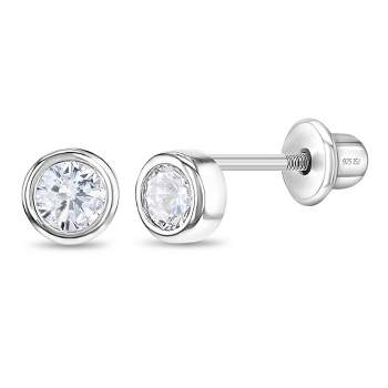 2 Paris Sterling Silver Locking Earring Backs Replacements for Diamond  Studs, 18K White Gold Plated Screw Earring Backs, Secure Hypoallergenic  Secure