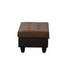 DOMETOUR Brown Lint & PVC Storage Ottoman for Living Room - 3 of 4