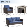 4 Pieces Patio Furniture Set with Fire Pit Table, Outdoor Furniture Set with Rocking Swivel Chairs, Wicker Patio Set with 4'' Thickened Cushion - 3 of 4