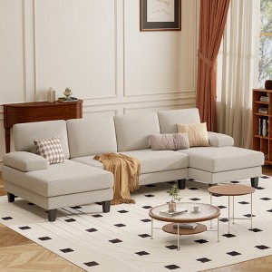 MOONMISS 110" U-Shape Modern Sofa with Double Chaise, Modern Lounge Sleeper for Living Room, Bedroom - 1 of 4