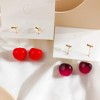 3D Red Cherry Drop Earrings Cute Fruit Gold Dangle Earrings Charm Jewelry Gift Earrings for Women - 3 of 4