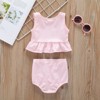 MyKids-USA Baby Girl Striped Graphic Ruffle Tops Combo Shorts 1-Pieces Swimsuit - 4 of 4