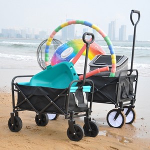Collapsible Foldable Beach Wagon,Wagon Carts with Wheels folding,Utility Grocery Lounge Wagon for Sand Camping Sports Shopping Outdoor - 1 of 4