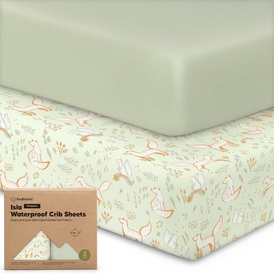 KeaBabies Isla Waterproof Crib Sheets for Boys, Girls, 2pk Baby Fitted Crib Sheet, Waterproof Crib Mattress Protector Sheets