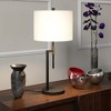 Hudson and Canal 25" Tall Table Lamp with Fabric Shade Matte Black/Brass: Mid-Century Modern, UL Listed, Metal Body - 4 of 4