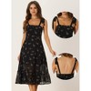 Allegra K Women's Floral Self Tie Spaghetti Straps Sleeveless Ruffle Hem Midi Sundresses - 2 of 4