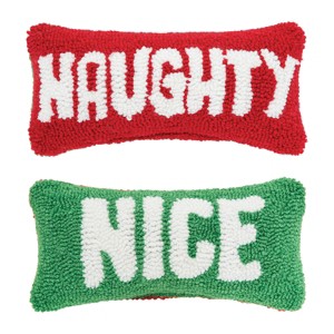 C&F Home 6" x 12" Christmas "Naughty" & "Nice" Hooked Small/Petite Accent Throw Pillow - 1 of 4
