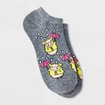 Women's Rainy Day Pig Low Cut Socks - Xhilaration™ Charcoal Gray 4-10