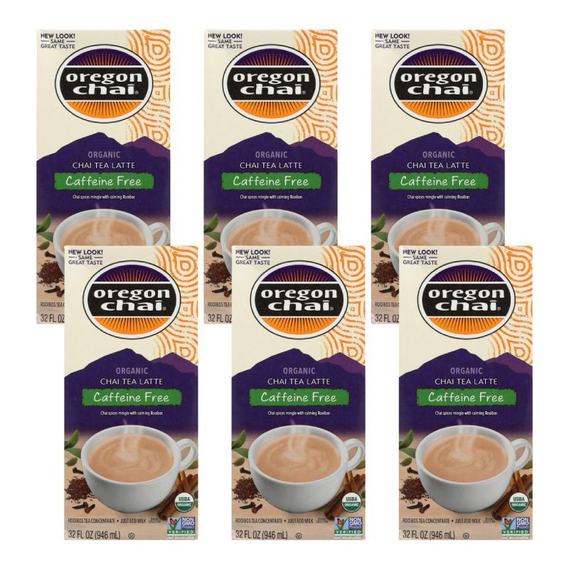 Oregon Chai Organic Caffeine Free Chai Tea Latte Rooibos Tea Concentrate - Case of 6/32 fz, 1 of 6