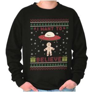 Christmas Gingerbread UFO Pattern Sweatshirt for Men or Women Brisco Brands - 1 of 4