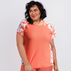 Calypsa Women's Loose Fit Short Sleeve UPF 50+ Adele Swim Top - 1 of 3