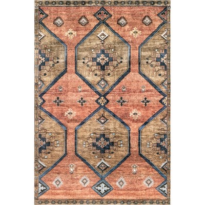 Nuloom Judy Geometric 3x5 Machine Washable Accent Indoor Area Rug for Living Room Bedroom Dining Room Entryway Kitchen, Rust/Brown