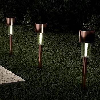 Nature Spring Set of 12 Stainless Steel Solar Path Lights - 12.2", Bronze