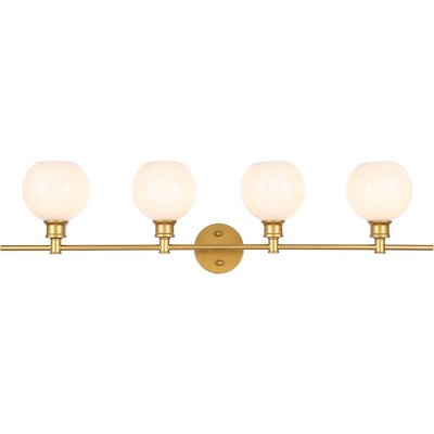 Elegant Lighting Collier 4 light Brass and Frosted white glass Wall sconce
