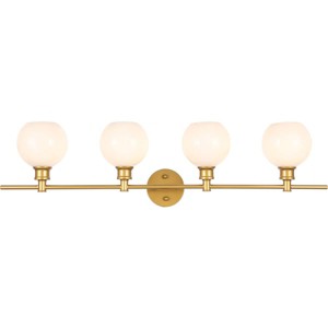 Elegant Lighting Collier 4 light Brass and Frosted white glass Wall sconce - 1 of 4