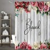 Paaaawaters 1pcs Flowers On A White Background Shower Curtain, Waterproof Shower Curtain With 12 Hooks, Bathroom Decor - 2 of 4