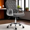 Mshliw Teddy Fleece Home Office Desk Chair with Button Tufted Back, Padded Armrests, Adjustable Height, Tilt Function and Swivel Wheels - 3 of 4