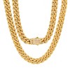 Steeltime 24" and 8.5" Men's stainless steel thick cuban link chain set with simulated diamonds clasp. Color Options: Silver, Gold - 2 of 4