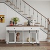 DSVIMOY 63" Large Dog Crate Furniture for Double Dog, Wooden Dog Kennel with 2 Drawers, Divider and Sliding Door, Brown & White, 63"*23.62"*33.66" - 4 of 4