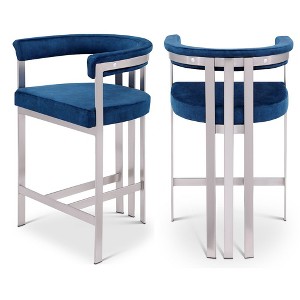 Meridian Furniture,Marcello Navy Velvet Counter Stool, Set of 2 - 1 of 4