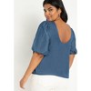 ELOQUII Women's Plus Size Denim Puff Sleeve Top - 3 of 4