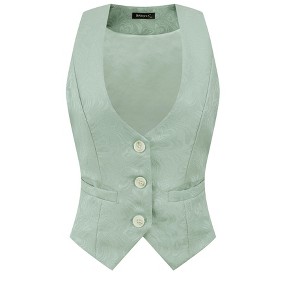 INSPIRE CHIC Women's Vintage Waistcoat Button Up Steampunk Jacquard Sleeveless Suit Vest - 1 of 4