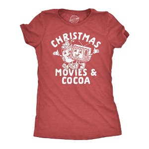 Womens Funny T Shirts Chirstmas Movies And Cocoa Sarcastic Xmas Graphic Tee For Ladies - Crazy Dog Women's T Shirt - 1 of 4