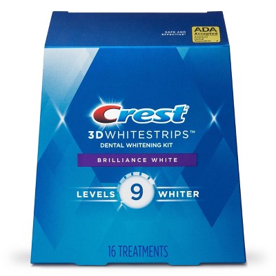 Crest 3D No Slip Whitestrips Brilliance White Teeth Whitening Kit with Hydrogen Peroxide - 16 Treatments