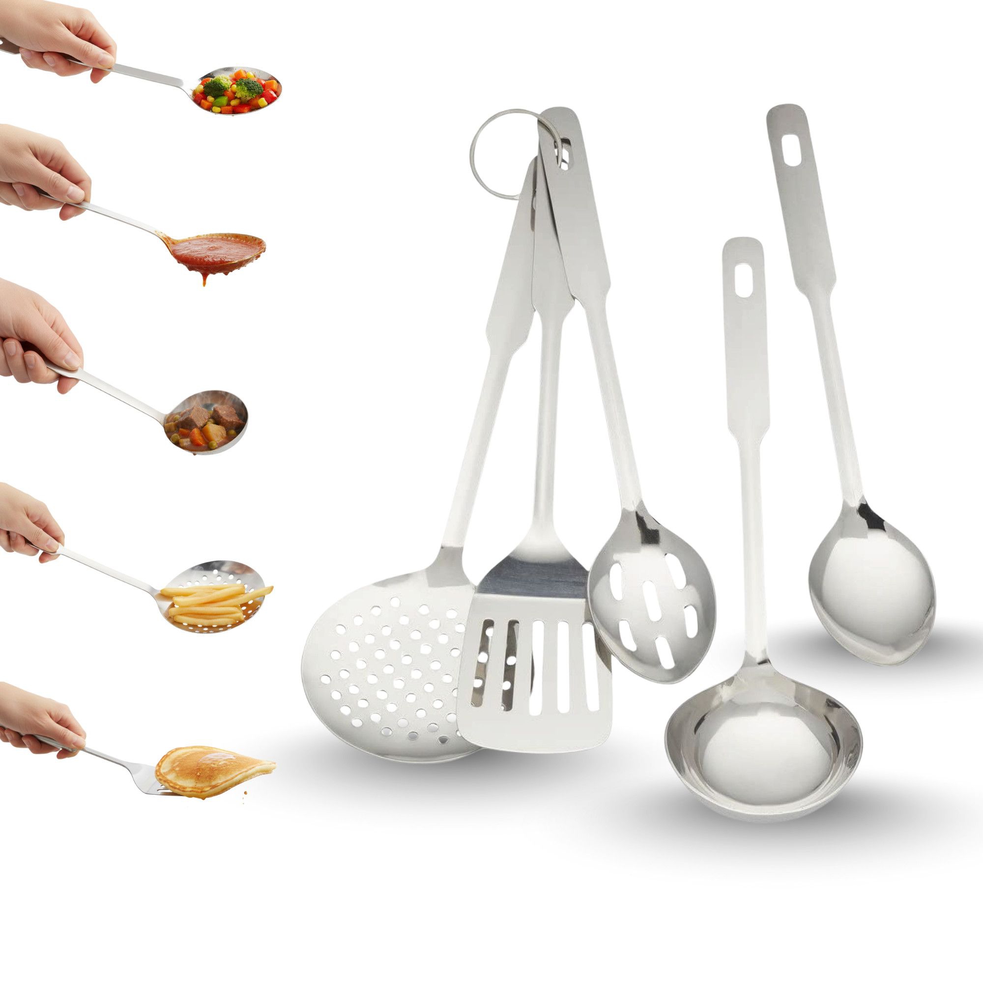 Amco Everyday Utensil Set (5-Piece) - Stainless Steel & Heat Resistant