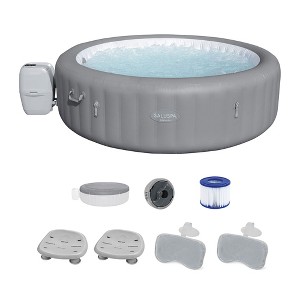 Bestway SaluSpa Grenada AirJet Inflatable Hot Tub with Set of 2 Underwater  Non-Slip Pool and Spa Seat and 2 PackPadded Headrest Pillows, Gray - 1 of 4