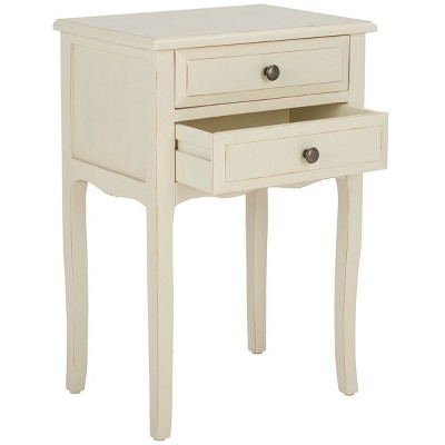 Lori Off-White Wood Rectangular Accent Table with Storage