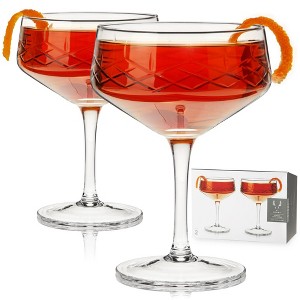 Viski Admiral Stemmed Cocktail Glasses, Crystal Drinkware Perfect for Gin & Tonic, Spritz, and Manhattans, Stemmed Coupe Glasses, Set of 2, 7oz - 1 of 4
