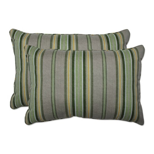 2pc Outdoor/Indoor Oversized Rectangular Throw Pillow Set Terrace Sunrise Green - Pillow Perfect