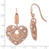 Black Bow Jewelry 26mm Floral Heart Dangle Earrings in Sterling Silver & 24k Rose-Plated - 3 of 4