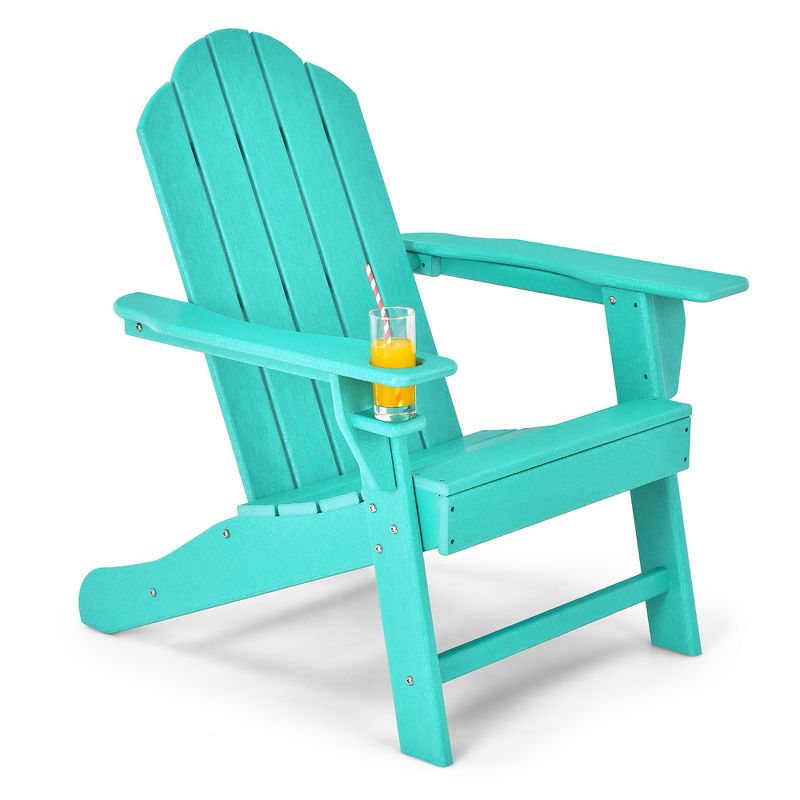 Costway Patio Adirondack Chair Weather Resistant Garden Deck W/Cup Holder White\Black\Grey\Turquoise, 1 of 9