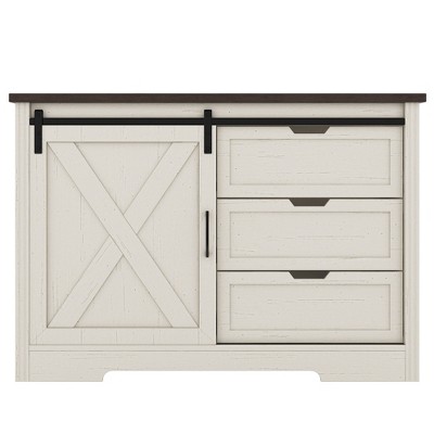 Bella Depot  47.2''W Storage Sideboard Cabinet with Silent Sliding Doors and Three Drawers