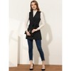Allegra K Women's Lapel Collar Sleeveless Long Coat Double Breasted Belt Waist Trench Vest - 3 of 4