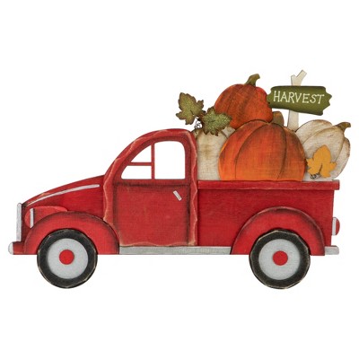 Autumn Air Thankful Ivory & Red Pumpkin Truck Rectangle Throw