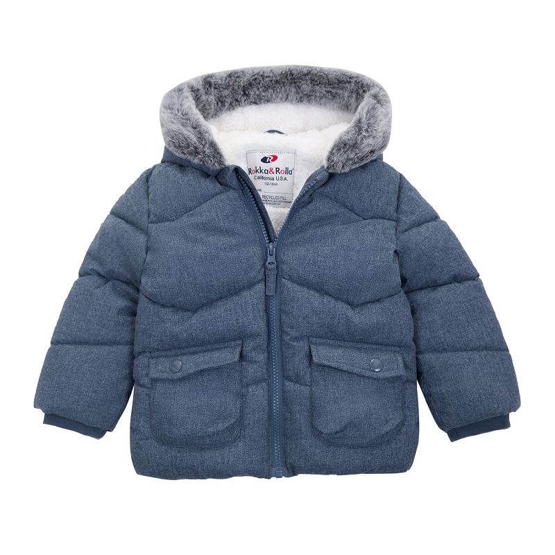 Rokka&Rolla Infant Toddler Boys' Puffer Coat Baby Hooded Winter Jacket, 1 of 10