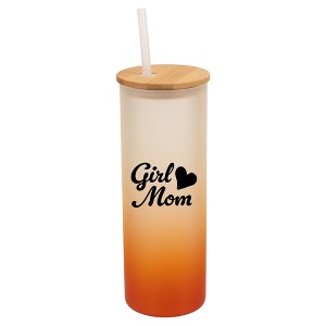 Elanze Designs Girl Mom Heart Love Family Daughter Wrap-Around Design 25 Ounce Frosted Gradient Glass On-The-Go Coffee Travel Skinny Tumbler Mug Cup, - 1 of 1