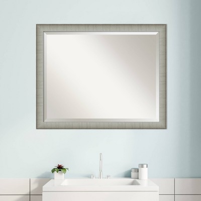 Elegant Brushed Pewter Rectangular Bathroom Vanity Wall Mirror