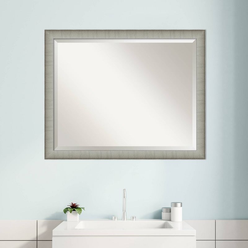 Elegant Brushed Framed Bathroom Vanity Wall Mirror - Amanti Art, 6 of 11